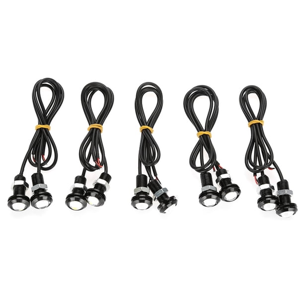 M Buder 10 Piezas Luces LED Ojo de Águila Blancas de 10W 18mm (0.71 in) para Coche y Motocicleta, Faro Trasero, Luz Antiniebla DRL, Señal de Marcha Atrás Universal