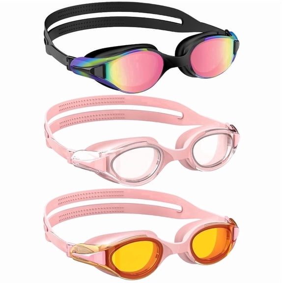 Adult Swim Goggles,3 Pack Swimming Goggles for Swimming,Goggles Swimming for Women and Men,Anti Fog Swim Goggles