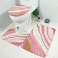 thumbnail image 2 of Pink White Gold Marble Pattern Bathroom Rugs Sets 3 Piece,Toilet Cover Set,Absorbent Non Slip Bathroom Mats Sets with U-Shaped Contour Rug Toilet Rug Set, 2 of 5