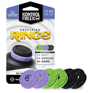 KontrolFreek Precision Rings - Aim Assist Motion Control for Playstation, PS4, PS5, Xbox One, XBX, Switch Pro & Scuf Controller - Black, Purple and Green