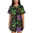 thumbnail image 1 of Balery Mardi Gras6 Conjunto de Pijama para Mujer con Estampado, Dos Piezas de Manga Corta y Shorts, Ropa de Dormir Suave con Cuello Redondo y Bolsillos-Large, 1 of 6