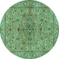 thumbnail image 1 of Ahgly Company Indoor Round Persian Turquoise Blue Traditional Area Rugs, 5' Round, 1 of 4