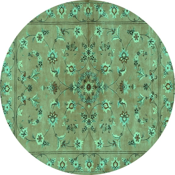 Ahgly Company Indoor Round Persian Turquoise Blue Traditional Area Rugs, 5' Round