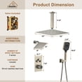 thumbnail image 2 of Boyel Living 12 inch Ceiling Mounted Rain Shower System 3 Function Thermostatic Shower System with Wall Mount 6 inch Regular Shower Head,Brushed Nickel, 2 of 8
