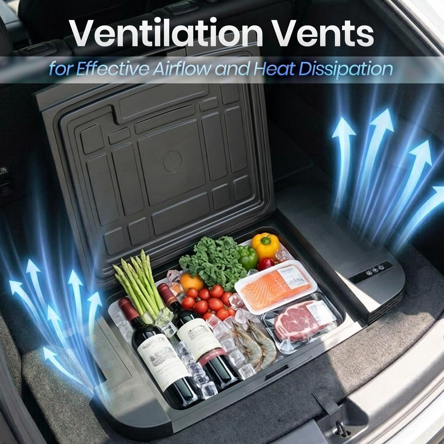 cooboom Tesla Model Y 35L Portable Car Refrigerator Cooler – App-Controlled, Ultra-Quiet 28dB Freezer for Camping & Road Trips (2019–2026 Model Y)‌