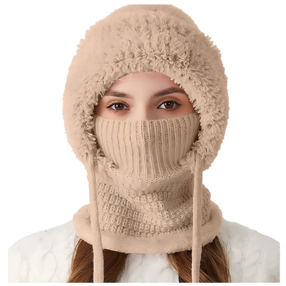 TELOLY Balaclava Hood Winter Hat for Men and Women Windproof One-Piece Fleece Hooded Scarf Ski Mask Cold Weather Hat