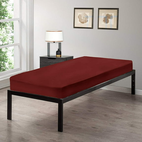 Gilbins Cot Size 30" x 75" Fitted Sheet, Made of Cotton, Perfect for Camp Bunk Beds / RVs / Guest Beds(Burgundy)