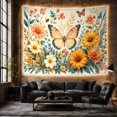 thumbnail image 6 of Yellow Butterfly Over Garden Flowers With Bees, Peaceful Watercolor for Butterfly Lovers, Botanical Wall Decor, Mother's Day Gift, Tapestry Wall Hanging for Bedroom and Living Room, 6 of 7