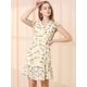 thumbnail image 3 of Allegra K Vestido Floral Informal Cuello V Manga Corta Lazo Lindo Para Mujer Blanco L, 3 of 6