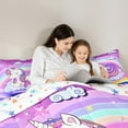 thumbnail image 5 of Homewish Kawaii Unicorn Horse Queen Comforter Set, Galaxy Rainbow Cloud Bedding Sets, Cute Cartoon Theme Reversible Bedding Comforter Set, Microfiber Bedroom Decor, 3pcs, 5 of 8