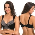 thumbnail image 5 of Curve Muse Plus Size Unlined Minimizer Wirefree Bras with Embroidery Lace-3Pack-Grey,Pink,Black-48DDDD, 5 of 6