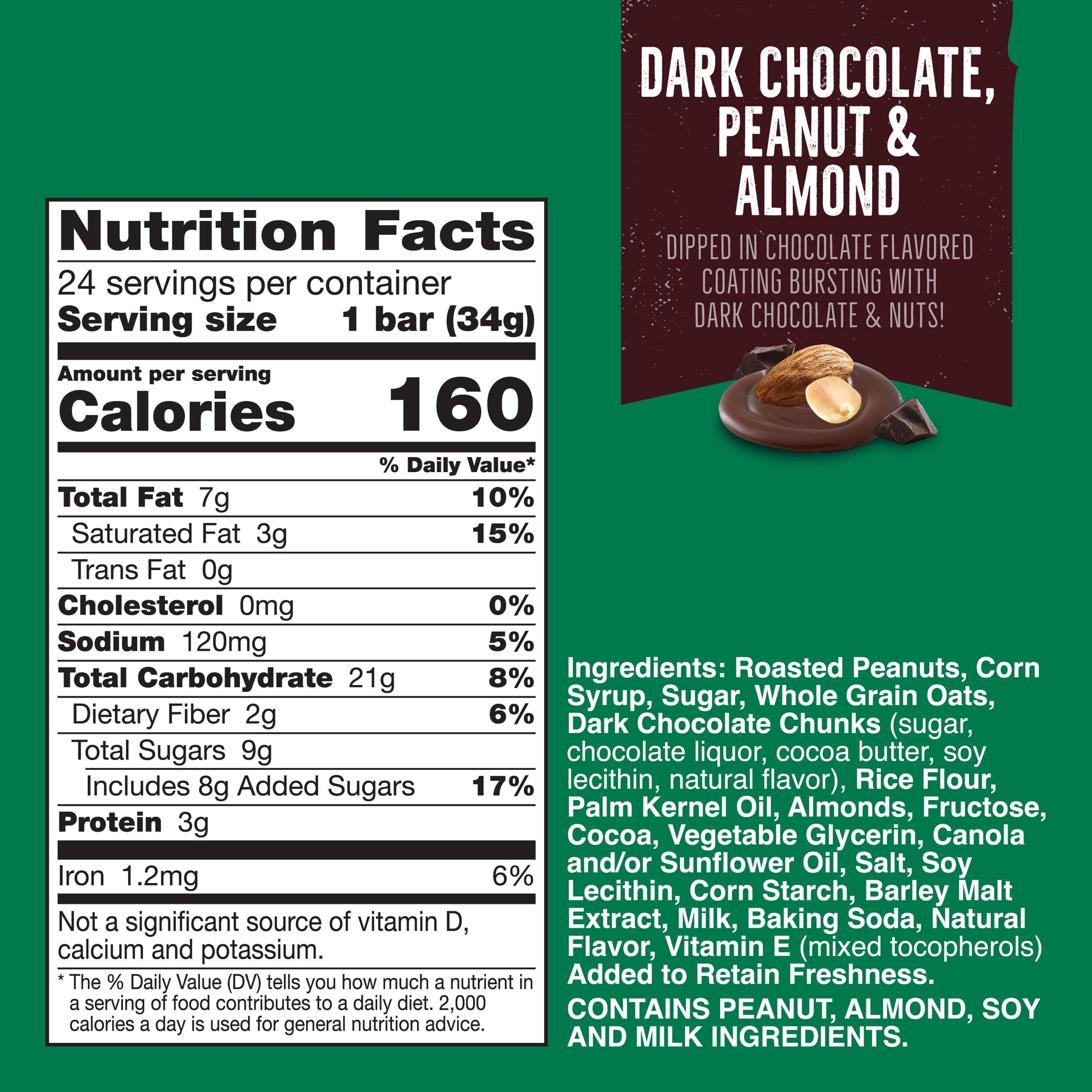 (4 pack) Nature Valley Sweet and Salty Nut Bars, Dark Chocolate Peanut Almond, 24 Bars, 28.8 oz