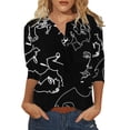 thumbnail image 2 of Hauts pour Femmes Grande Taille T-shirt Ample Imprimé de Mode pour Femmes Blouse Mi-Longue à Manches 3/4 Col Rond Hauts Décontractés Femmes Hauts Grande Taille en Liquidation, 2 of 4