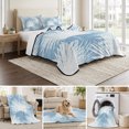thumbnail image 6 of Quilts Full Size, Sky Blue Palm Leaves Coastal Soft Comforter Bedding Set for Bed, Summer Tropical Botanical Lightweight Quilted Bedspread with Pillow Cover(2 Pieces) for All Season, 78x90 Inch, 6 of 9