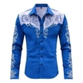 thumbnail image 3 of Camisetas de Navidad de Manga Larga de los Hombres Imprimir de Moda Casual Manga Larga Turndown Collar Blusa para Primavera Invierno Al Aire Libre Diario, 3 of 4