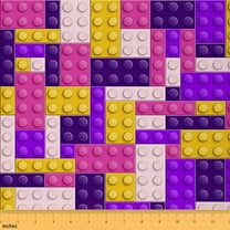 Manfei Kids Building Blocks Fabric by the Yard (5 Yards), Funny Game Decorative Fabric by the Yard, Colorful Bricks DIY Fabric