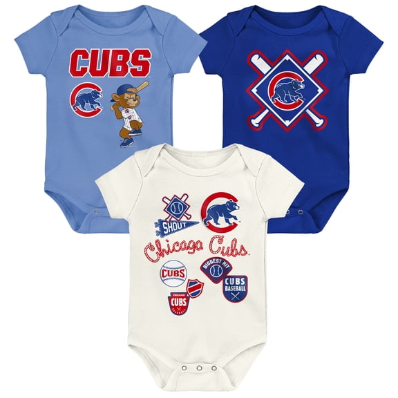 Newborn Outerstuff Chicago Cubs Home Plate 3-Piece Creeper Set