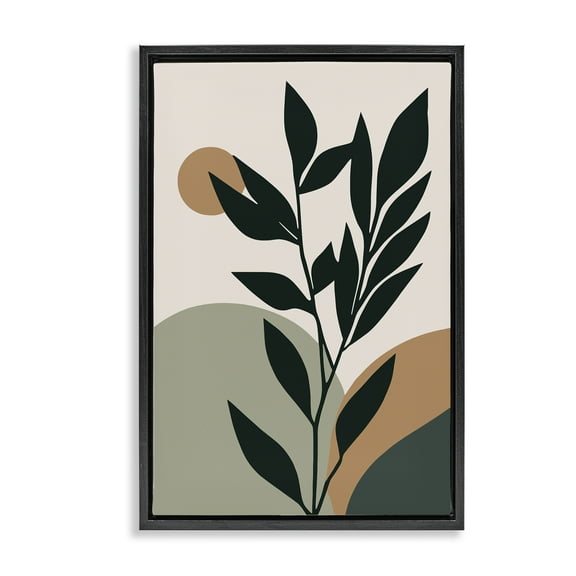 Stupell Industries Earthy Tropical Botanicals Plants & Flowers Painting Black Floater Framed Canvas Art Print Wall Art, 17 x 25