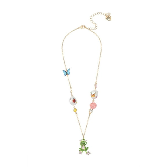 Betsey Johnson Women's Betsey's Backyard Frog Pendant Necklace