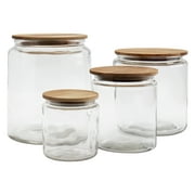 Mason Craft & More European Glass Canisters w/ Acacia Wood Lids - Set of 4