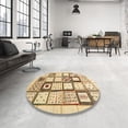 thumbnail image 4 of Ahgly Company Machine Washable Indoor Square Contemporary Brown Gold Area Rugs, 6' Square, 4 of 7