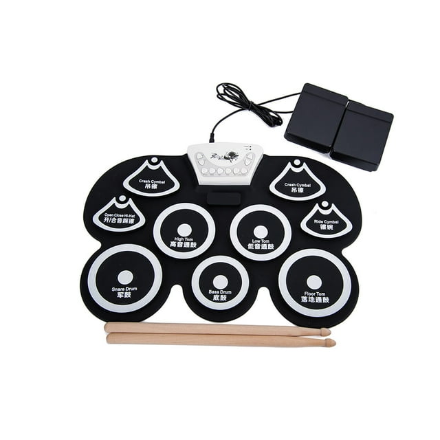 Yuarrent Tambor eléctrico USB, piezas de percusión enrollables digitales, accesorios musicales, juego de almohadillas de batería para Accesorios para instrumentos musicales