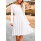 thumbnail image 5 of Vestido PRETTYGARDEN de Punto Acanalado Manga Larga Línea A Blanco XL, 5 of 8