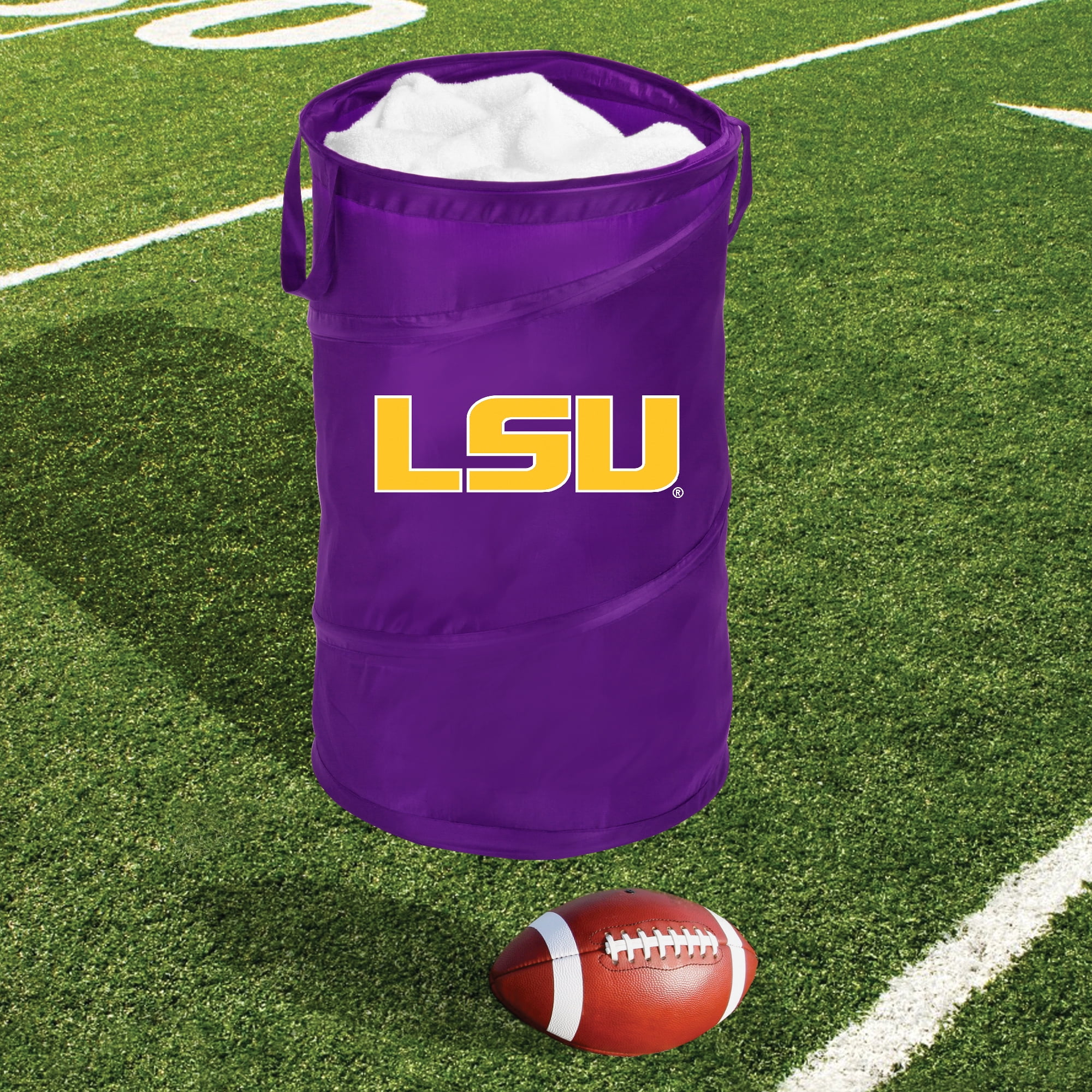 Smart Design Pop-up Spiral Laundry Hamper Bag - 15 x 25 inch - Louisiana State University  - Purple & Gold - LSU Tigers