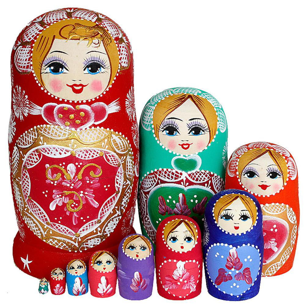 Details about   10pcs Handmade Animal Nesting Dolls Collectable Russian Wooden Matryoshka Doll 