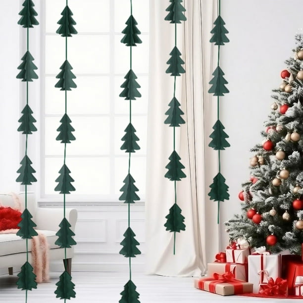 Adornos navideños, minibanderitas colgantes de cuerda, adornos para árboles de Navidad, escenas de interior, adornos para escaparates, adornos de fiesta, adornos colgantes de papel