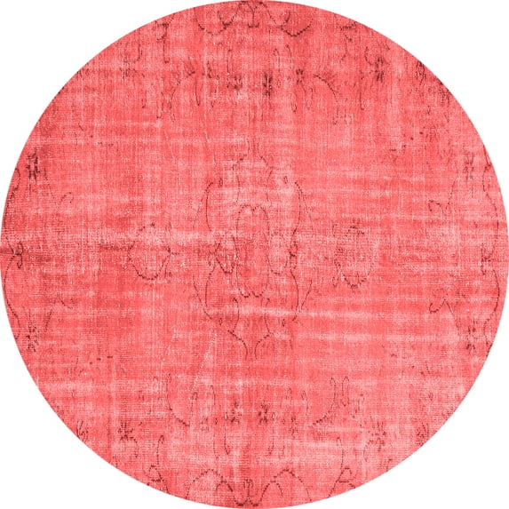 Ahgly Company Indoor Round Abstract Red Contemporary Area Rugs, 5' Round