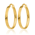 thumbnail image 3 of 14K Solid Yellow Gold 3mm Medium Round Hoop Earrings, 3 of 10