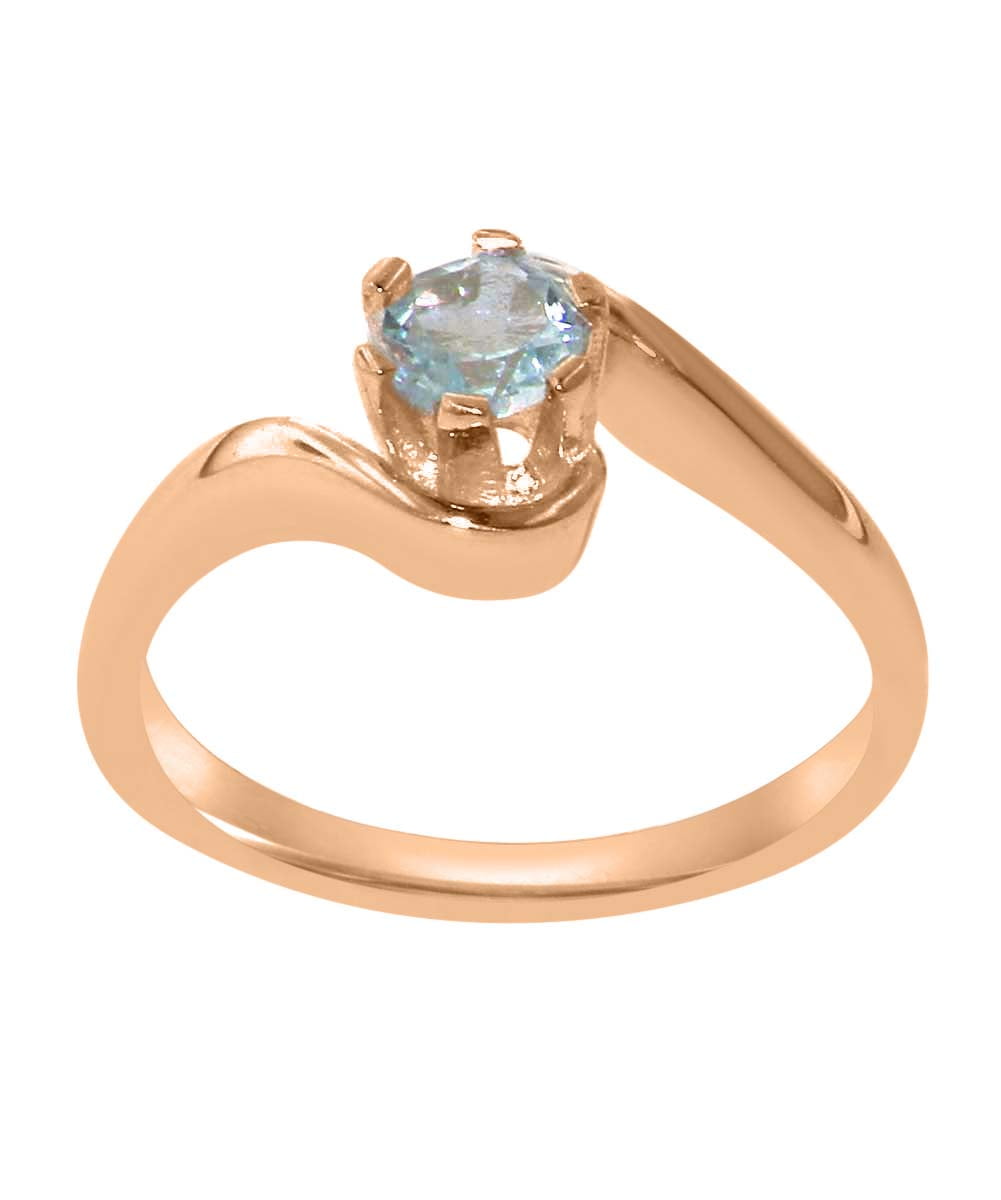 LBG British Made 9k Rose Gold Ring with Natural Aquamarine Womens Engagement  Ring - 33 size options - Size 4 - Walmart.com