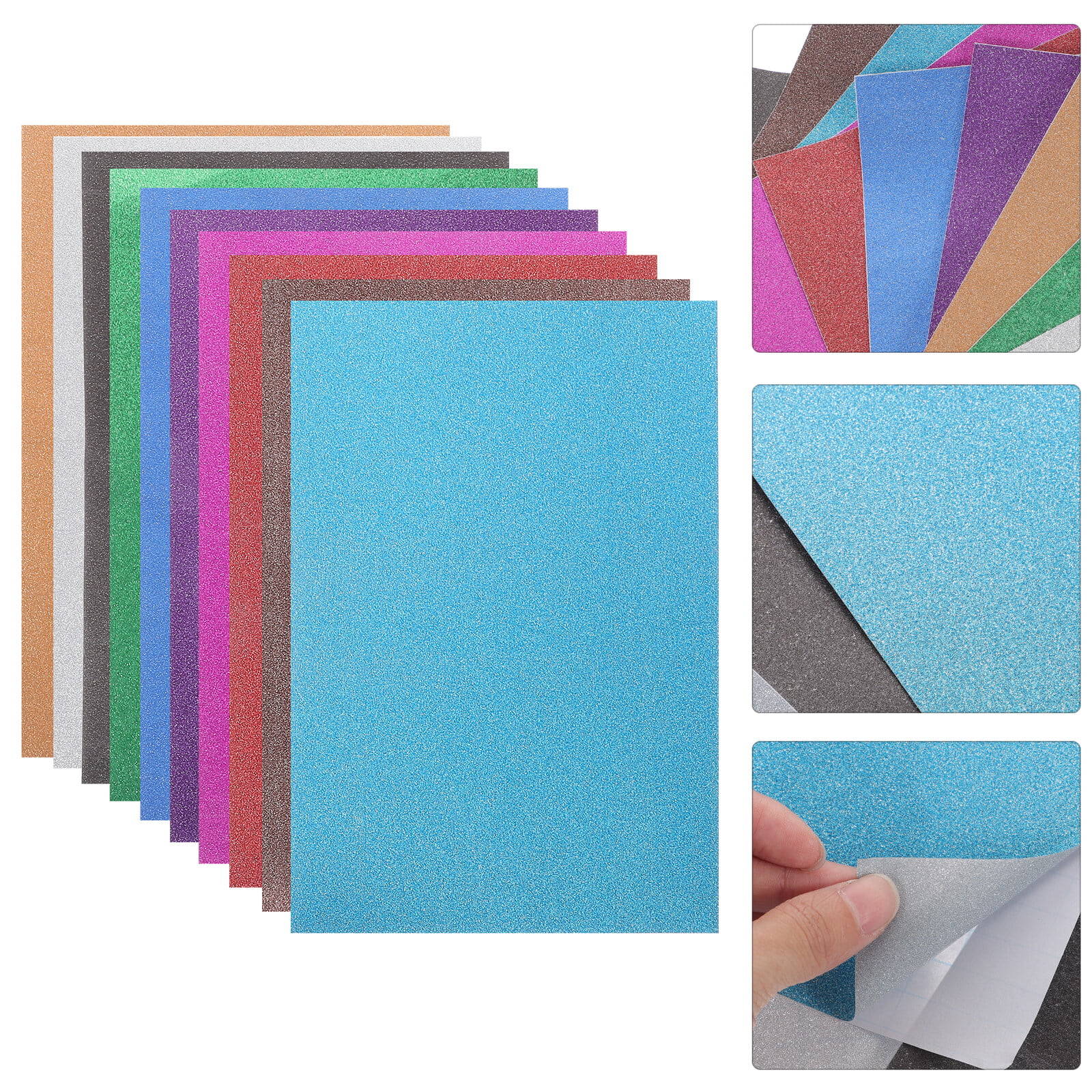 20 Sheets Glitter Craft Paper Sparkle Cardstock Papers Self Adhesive Shiny Glitter  Paper 