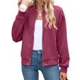 thumbnail image 5 of Wevis Autumn Zip Up Jacket for Women Long Sleeve Stand Collar Short Coat Casual Loose Fall Coat, 5 of 6