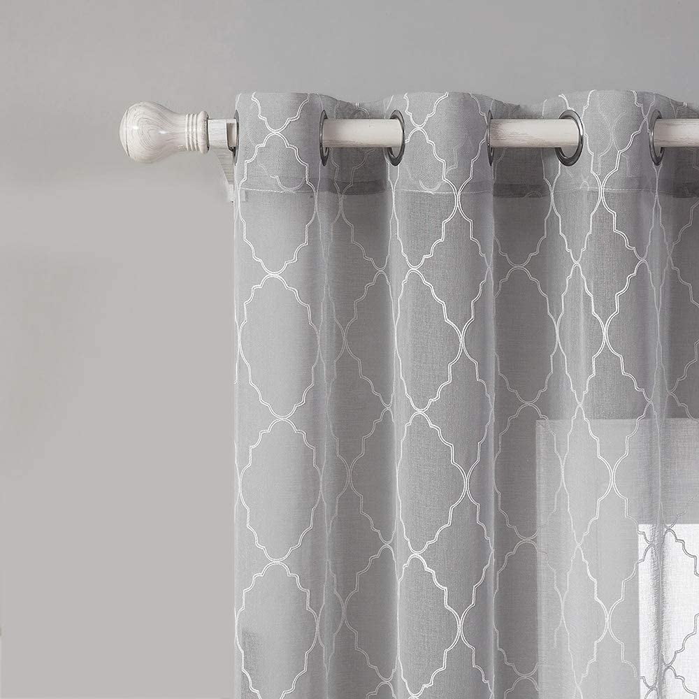 Decorx Grey Semi Sheer Curtains With, Moroccan Tile Curtains Grey