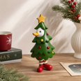 thumbnail image 3 of Christmas Tree Duck Figurine with Resin Craftsmanship and Festive Star Top, Green and Red, for Holiday Table Display, Christmas Decoration, 3 of 3