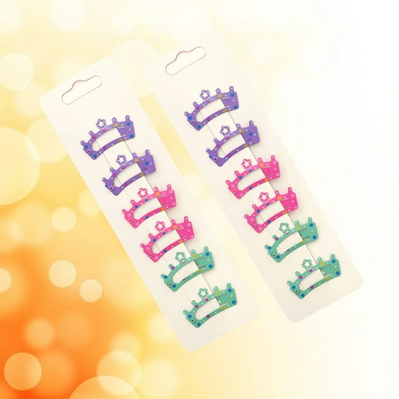 WHAMVOX 12PCS Baby Girls Hair Clips Crown Shaped Printing Metal Snap Hair Clips Barrettes Hair Accessories for Kids Toddlers