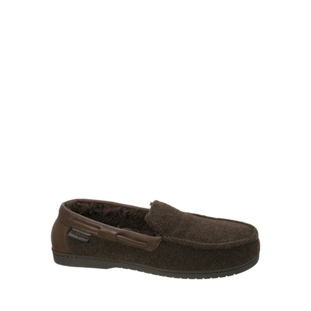 Dearfoams Dearfoams Men's Mixed Material Moccasin Slippers Wide