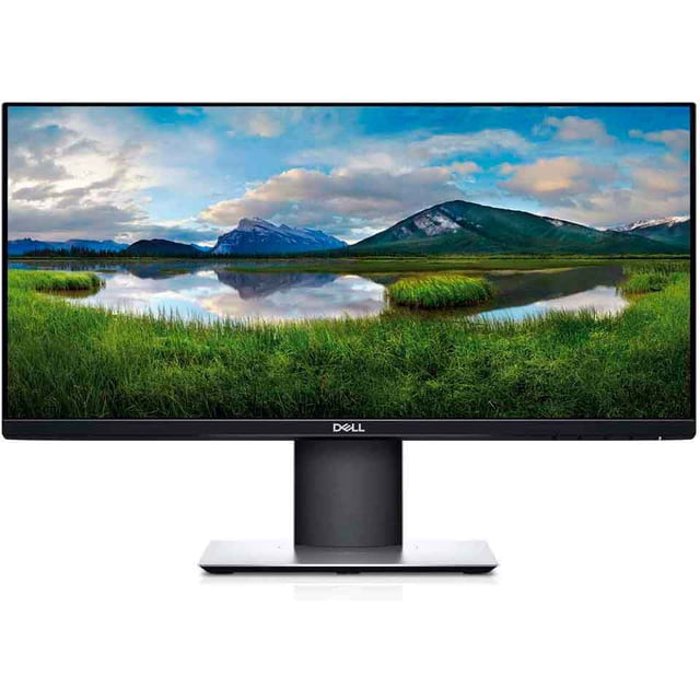 monitor dell 27" dell monitor dell 27" LED FHD 27 pulgadas negro, vista frontal centrada con bisel ultrafino y soporte rectangular ajustable; huella pequeña para escritorio, pensado para oficina o uso en casa, a menudo usado para mejorar la productividad en espacios reducidos.
