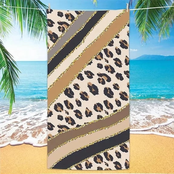 Beach Towel Leopard Print Pattern Sun Protection Windproof Suitable for Pool Camping Travel Blanket