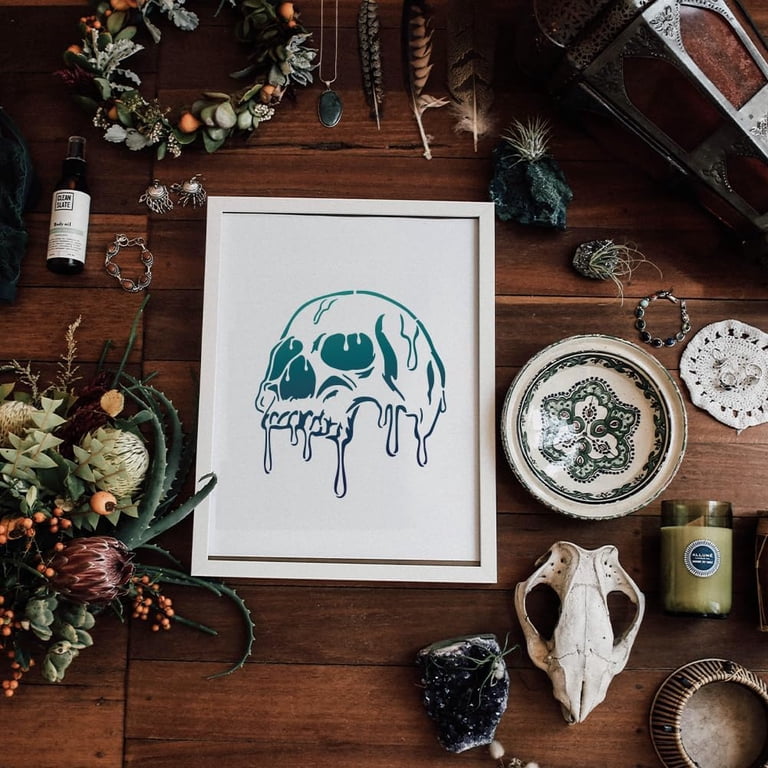 FINGERINSPIRE Layered Skull Stencil - 11.7x8.3 Inch Reusable Template For Walls, Canvas, Furniture 6 thumbnail image