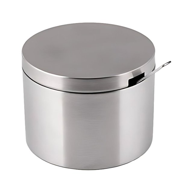 Toystoory Tarro de azúcar de acero inoxidable artesanal exquisito plateado, cocina elegante y práctica esencial para sal Cocina y Comedor