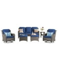 thumbnail image 2 of Ovios 6 Pieces Outdoor Patio Furniture Swivel Set Wicker Conversation Sectional with Rocking Chair, Ottomans, Side Table, 2 of 7