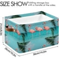 thumbnail image 3 of Coolnut Palm Flamingo Foldable Canvas Storage Bin, Sturdy Fabric Storage Basket with Handles, Storage Cube Box for Organizing Shelf Nursery Toy Closet 2PCS#873 Home Decor, 3 of 7