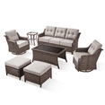 thumbnail image 5 of PARKWELL 7 Pieces Outdoor Patio Furniture Set,Luxury 6" Thick Conversation Set with Swivel Glider Chairs,All-Weather Seating Furniture Set for Backyard Deck, Brown/Beige, 5 of 17