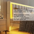 thumbnail image 4 of HSUNNS Twin Bed Frame with LED Lights and Charging Station, Twin Platform Bed Frame with Storage Drawer, Motion Sensor Night Light, Soft Fabric Headboard, No Box Spring Needed, Beige, 4 of 9