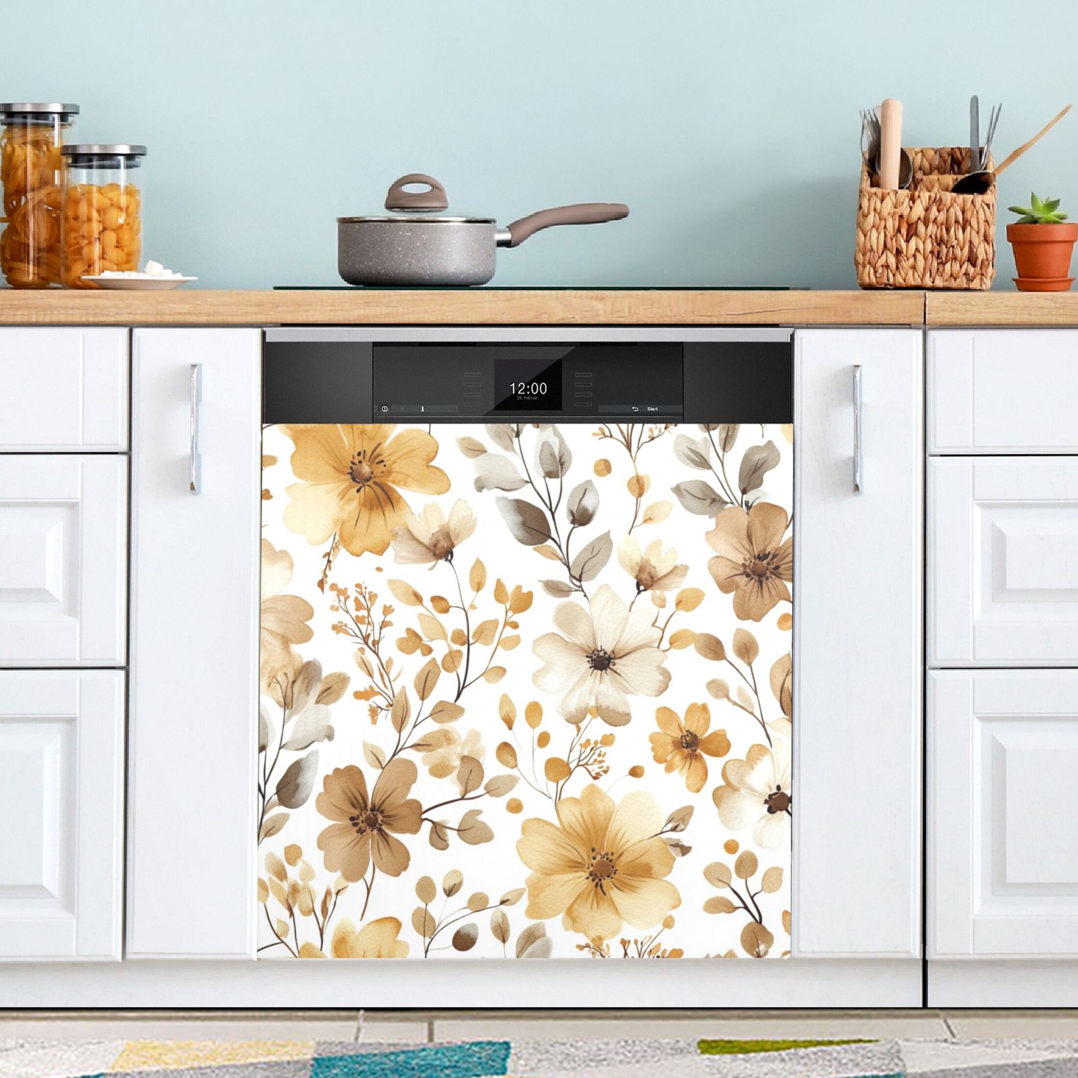 Dishwasher Magnetic Sticker 23x26 Inch Refrigerator Magnetic Sticker Washing Machine Magnetic Sticker Kitchen Panel Magnetic Sticker Home Decor Charming Yellow Flowers