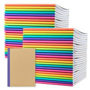 Composition Notebook Journal- Kraft Cover with Rainbow Spines, 8" by 5.75", 48 Pack