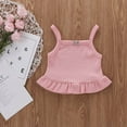 thumbnail image 4 of IROINNID Toddler Girl's Summer Solid Suspender Vest Tops Shorts With Headband, 4 of 9